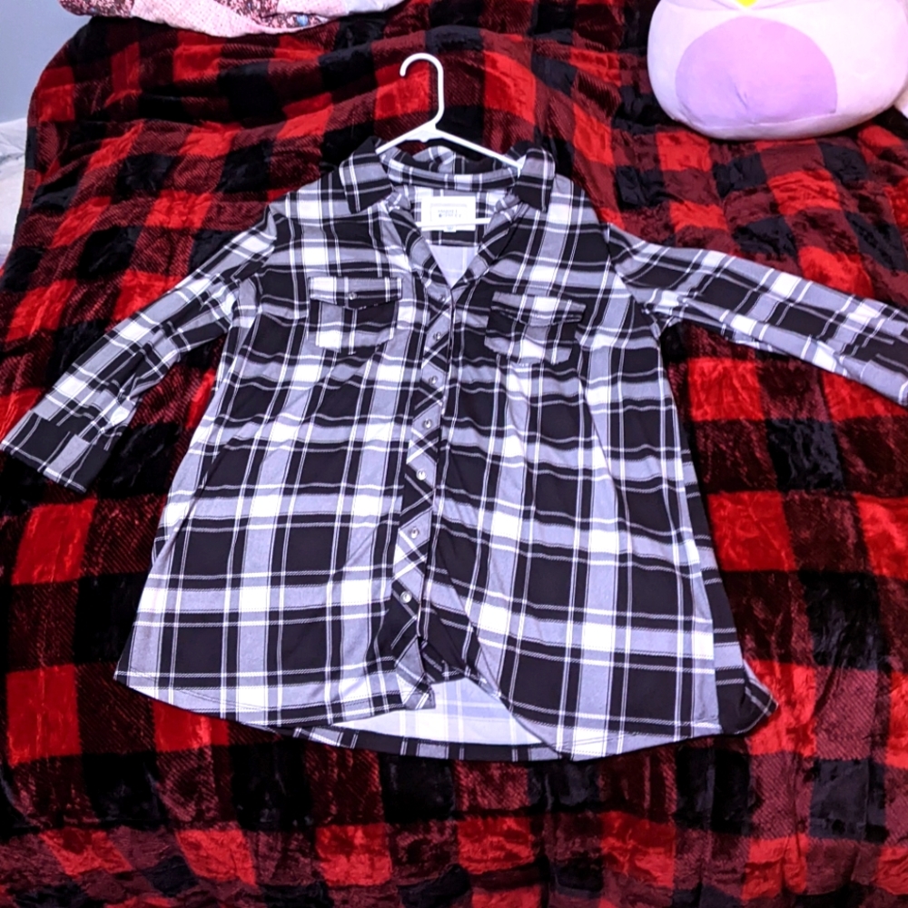 Market and Spruce Plaid Blouse, 2X